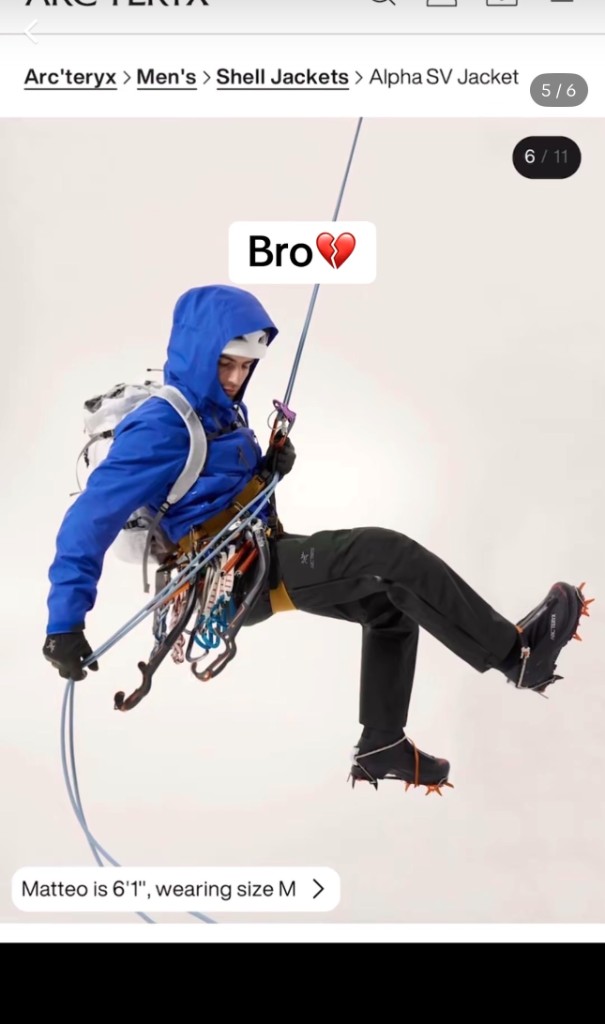 Original outdoor brand product image used for comparison